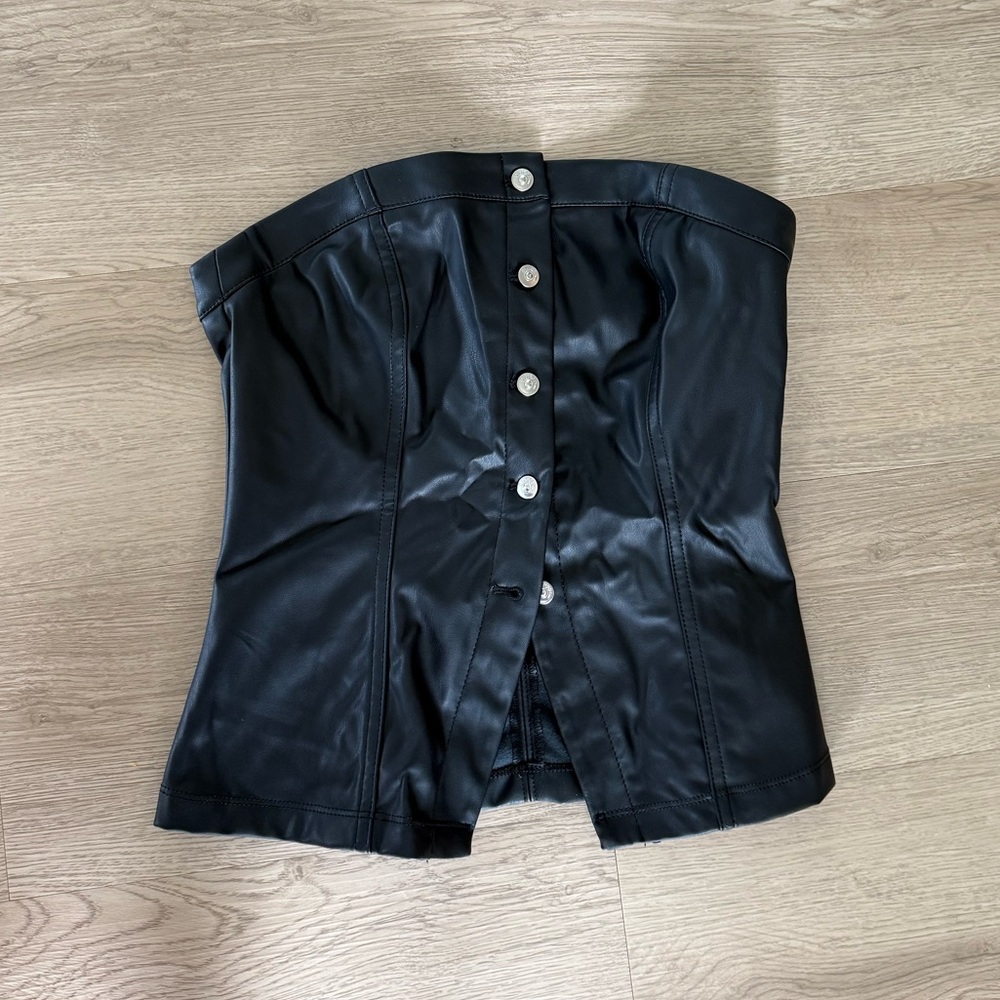 H&M Black Leather Top